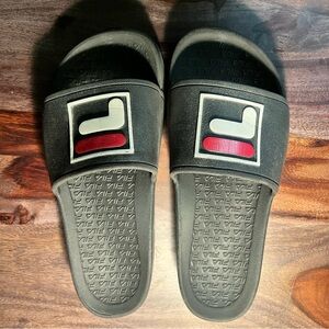 Fila Black and Red Slide Sandals